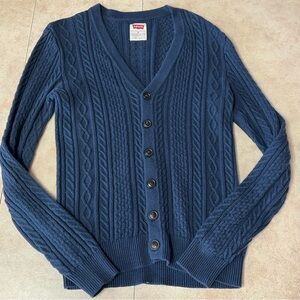 Levi's Men's Navy Blue Cable Knit Cardigan Sweater